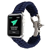 baratos Pulseiras de Apple Watch-1 pacote Corda trançada artesanal Compatível com Pulseira Apple Watch 38mm 40mm 41mm 42mm 44mm 45mm 49mm Entrançado Elástico Ajustável Tecido pulseira de substituição para iwatch Ultra 2 Series 9 8 7