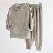 preiswerte Trainingsanzüge für Damen-Damen Basic Trainingsanzug Hosen-Sets Pullover Pyjamas Langarm Mit Kapuze Feste Farbe Valentinstag Casual Schwarz Blau Kamel Herbst Winter Regular Fit