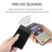 お買い得  カードホルダーとケース-1個薄型アルミニウム財布 クレジットカードホルダー RFID財布 メタル薄型スリムバンクカードケース メンズ・レディースポップアップクレジットカードバッグ