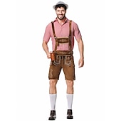 preiswerte Männer-Oktoberfest Lederhosen Hemd Bayerisch Bayerisch Deutsch Wiesn Herren Stoff im traditionellen Stil Bluse Shorts Hut