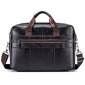 economico Borselli da uomo-valigetta in pelle marrone premium: elegante borsa per laptop da lavoro con tasche multiple, resistente per uso professionale e viaggi