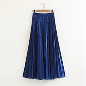 ieftine Fuste simple-Pentru femei Fustă Linie A Leagăn Fusta lunga Elegant Modă Maxi Talie Înaltă Fuste Mată Plisată Stradă Zilnic Argintiu Roșu Vin Negru Auriu Iarnă Amestec Bumbac Catifea