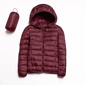 billiga Puffers &amp; Parka-dam pufferjacka med hoodie jacka vandring dunjacka vinter utomhus termisk varm packbar vattentät vindtät jacka topp full längd synlig dragkedja fiske camping / vandring / grottvandring