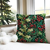 billige Ferieputetrekk-holly dobbel side putetrekk 1 stk mykt dekorativt firkantet putetrekk putetrekk for soverom stue sofa sofa stol