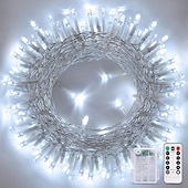 abordables Guirlandes lumineuses à piles-Halloween Noël boîte à piles étanche guirlande lumineuse 8 fonctions télécommande intérieure et extérieure cour jardin décoration de mariage lumière 4m-30leds/6.5m-50leds/10m-100leds