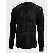 economico magliette di base-Per uomo Maglietta Camicia a Maniche Lunghe Manica Lunga Girocollo Primavera &amp; Autunno Semplice Striscia di Fossa Moda Designer Essenziale Lavoro a maglia Vacanza Streetwear Uscire Vinaccia Nero Blu