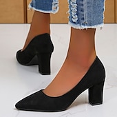 levne Block Heels-elegantní růžové semišové lodičky na podpatku – klasické vysoké podpatky se špičatou špičkou pro ženy, ideální do kanceláře, na večírky a formální události