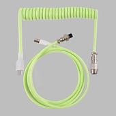 cheap Cables-USB A To TYPE-C Keyboard Cable Woven Material Handmade Coiled 5 Pin Aviator Connector Custom Make Single Sleeved PET Mechanical Keyboard Coiled 1.5 Meter Mini Micro Spiral Cable