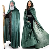 levne Pláště a pláštěnky-Retro Středověké Punková gotika plášť s kapucí Ren Faire Čerodějnice Čaroděj Viking Unisex Keltské Viking Fantazie předvečer Všech svatých Karneval Výkon Párty Plesová maškaráda Dospělé Přehoz Cel