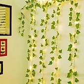abordables Guirlandes lumineuses à piles-Guirlande lumineuse élégante en fil de cuivre avec lierre pour réception de mariage – 2 m à 10 m, 20 à 100 LED, alimentée par batterie, pour la décoration de la maison et du jardin