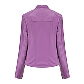 abordables Vestes en simili cuir-Veste en simili cuir pour femme veste de motard automne imperméable coupe-vent manteau hiver fermeture éclair revers vêtements d&#039;extérieur modernes à manches longues vacances causales