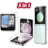 זול מגיני מסך ל-Samsung-סט 1 מגן מסך מגן מסך אחורי עבור סמסונג גלקסי Z Flip 5 זכוכית מחוסמת TPU הידרוג&#039;ל TPU קשיחות 9H אנטי בועות נוגד טביעות אצבעות (HD) ניגודיות גבוהה אולטרה דק