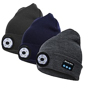 economico Cuffie on-ear e over-ear-Berretto Bluetooth con luci microfoni lampada frontale ricaricabile cuffie wireless regali per uomini donne papà adolescenti