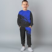 preiswerte Jungen 3D Tiere-Jungen 3D SPIDER Set aus Sweatshirt und Jogginghose Set Langarm 3d Drucken Herbst Winter Aktiv Modisch Cool kinderkleidung 3-12 Jahre Rundhalsausschnitt Outdoor Urlaub Strasse Regular Fit