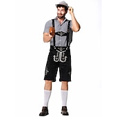  Slušivý kostým na Oktoberfest - Dirndl pro ženy nebo Lederhosen pro muže alpské německé bavorský pivní šaty ideální na pivní festival párty Halloween tematickou párty - prodává se zvlášť pro něj a