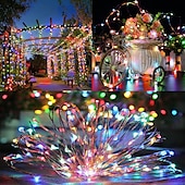 abordables Guirlandes solaires-Guirlande lumineuse solaire à LED pour réception de mariage, élégante, décoration de mariage, 10 m, 33 pieds, 100 LED, 8 modes d&#039;éclairage, guirlande lumineuse étanche, jardin, Noël, mariage, fête