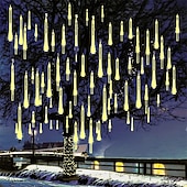 billige Elektrisk støpsel-julelys utendørs meteordusjlys fallende regnlys 80cm 8 tube 576 led snøfallende istapp fossende lys for juletre halloween dekorasjon bryllupsfest