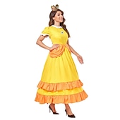  Cosplay-kostym prinsessan Peach Super Bros Cosplay Vuxna Dam Karnival Maskerad Mardi Gras Karnival Halloween Prestanda Klä ut