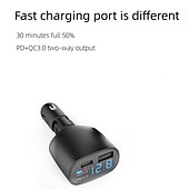 economico Caricabatterie per auto-spina di ricarica per auto rotazione di 90 gradi usb qc3.0pd adattatore di ricarica rapida a 2 porte con monitor della tensione della batteria per auto 12-24v