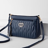 billiga Crossbodyväskor-Dam Crossbody-väska Axelväska Hoboväska PU läder Utomhus Dagligen Helgdag Knappar Tofs Dragkedja Stor kapacitet Vattentät Lättvikt Ensfärgat Quiltad ArmyGreen Gulbrun Rödbrun röd