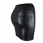 tanie Zwykłe spódnice-Damskie Spódnica Bodycon Elegancja Moda Codzienny Nad kolano Wysoka talia Spódnice Solidne kolory Urlop Ulica Wino Czarny Granatowy Kawowy Wiosna i lato Sztuczna skóra