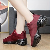 baratos Ténis de Dança-tênis de dança de malha leve femininos – sapatos de jazz respiráveis com cadarço para fitness, zumba e dança hip-hop