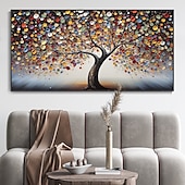 cheap Tree Oil Paintings-Hand Painted Wall Art Abstract Colorful Tree Canvas Oil Painting Handmade Textured Landscape  Painting Hand Painted Forest painting Home Decoration Decor Rolled Canvas