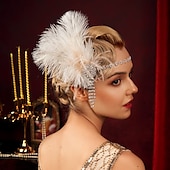 お買い得  アクセサリーとその他-1920年代風 ギャツビー フラッパー・ヘッドバンド 結婚式のゲスト 羽毛 クリスマス ハロウィーン 結婚式 クリスマスギフト ハロウィーン 大人 ヘアバンド オールシーズン