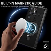 cheap Samsung Cases-Phone Case For Samsung Galaxy S24 S23 S22 S21 S20 Ultra Plus FE Note 20 Ultra S25 Ultra Back Cover Magnetic Adsorption With Magsafe with Stand Holder Support Wireless Charging TPU PC