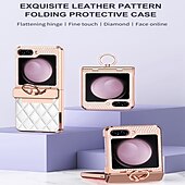 cheap Samsung Cases-Phone Case For Samsung Galaxy Z Flip 7 Z Flip 6 Z Flip 5 Z Flip 4 Z Flip 3 Back Cover Shockproof Crystal Diamond TPU PU Leather