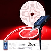 voordelige Neon LED-verlichting-halloween kerst neonlicht met solar led-licht met smd2835 afstandsbediening 8-modus kleurwisselend opladen via usb 1000 mah ip67 waterdicht buitendecoratie automatische timing