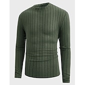 economico magliette di base-Per uomo Maglietta Camicia a Maniche Lunghe Manica Lunga Girocollo Primavera &amp; Autunno Semplice Striscia di Fossa Moda Designer Essenziale Lavoro a maglia Vacanza Streetwear Uscire Vinaccia Nero Blu