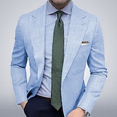 billiga Herrars klassiska kavajer-Herr Studenten Kavaj Företag Cocktailfest Bröllopsfest Mode Ledigt Vår &amp; Höst Polyester Slät Knappar Ficka Ledigt / vardag Enkelknäppt Blazer Khaki grön Ljusblå Grå