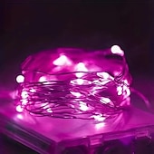 cheap Battery String Lights-1M-10Leds/2M-20Leds/3M-30Leds/5M-50Leds/10M-100Leds Copper Wire String Light with Battery Box Waterproof and Non-conductive Christmas Halloween Wedding Festival Indoor and Outdoor Decorative Light