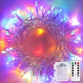 abordables Guirlandes lumineuses à piles-Halloween Noël boîte à piles étanche guirlande lumineuse 8 fonctions télécommande intérieure et extérieure cour jardin décoration de mariage lumière 4m-30leds/6.5m-50leds/10m-100leds