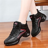 abordables Chaussures de jazz-Femme Chaussures de Jazz Baskets de Danse Danse en ligne Utilisation Entraînement Soirée Manteaux en similicuir Plus doux Professionnel Deli-pointes Talon épais Bout rond Lacet Adolescent Adulte Noir