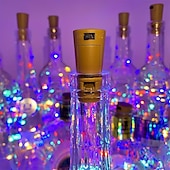 economico Striscie luci a batteria-elegante festa di ricevimento di nozze 1/2/6/10 pezzi luci a stringa per bottiglie di vino 2 m 20 led con tappo in sughero bianco caldo bianco multicolore rosso blu impermeabile decorazione natalizia