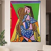 preiswerte Abstrakte Gemälde-Handgemaltes Picasso-Ölgemälde, Picasso-Gemälde, abstraktes figuratives Wandkunstbild, handgefertigtes Gemälde, Kunstwerk für Heimdekoration, Wohnzimmer, Schlafzimmer, gerollte Leinwand, ohne Rahmen