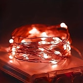 cheap Battery String Lights-1M-10Leds/2M-20Leds/3M-30Leds/5M-50Leds/10M-100Leds Copper Wire String Light with Battery Box Waterproof and Non-conductive Christmas Halloween Wedding Festival Indoor and Outdoor Decorative Light