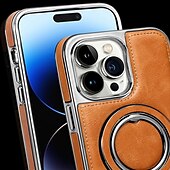 cheap iPhone Cases-Phone Case For iPhone 16 15 14 Pro Max Plus 13 12 Pro Max Back Cover Magnetic Adsorption with Stand Holder Magnetic Full Body Protective Retro TPU PU Leather