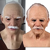 cheap Halloween Mask &amp; Props-Halloween Christmas Mask Headgear, Fierce Black Haired Old Man Mask Simulation Character Mask Masquerade Play Props Funky Cosplay Accessory
