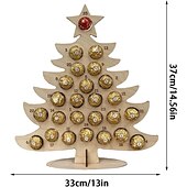 זול לוח שנה של אדונט-עץ חג המולד Advent מעץ 2025 לוח שנה לספור לאחור של 24 ימים לחג המולד עם שוקולדים מתקן דונאט בצורת לב קישוטי מסיבה לעבודה בגן ילדים בנים ובנות קטנים