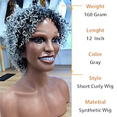economico parrucca più vecchia-parrucche grigie per le donne nere parrucche intrecciate per le donne nere brevi parrucche ricci con la frangetta ricci parrucche afro per le donne nere parrucca riccia crespa parrucche di capelli