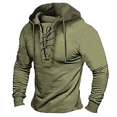 economico felpe con cappuccio da uomo di base-Per uomo Felpa con cappuccio Felpa con cappuccio tattica Compatto Verde militare Con cappuccio Liscio Lacci Collage Sportivo Giornaliero Per eventi Streetwear Fantastico Informale Primavera &amp; Autunno