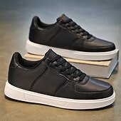 billiga Herrsneakers-Herr Sneakers Kontor / Business Vita skor Promenad Ledigt Dagligen Läder Bekväm Korta stövlar / ankelstövlar Loafers Svart Vit Vår Höst