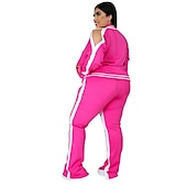 cheap Women&#039;s Tracksuit-Women&#039;s Tracksuit Sweatsuit 2 Piece Athletic Winter Long Sleeve Thermal Warm Breathable Soft Fitness Running Jogging Sportswear Activewear Striped Black Yellow Light Green