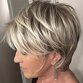 levne starší paruka-Syntetické paruky Volný Střih Pixie Paruka Krátký Zlatavá Ombre Blonde Umělé vlasy Dámské Módní design Přírodní Snadné přenášení Blonďatá