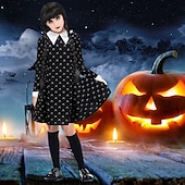 levne Dívčí kostýmy-Středa Addams Addamsova rodina středa Šaty Cosplay Paruky gotický Filmové kostýmy for Dívčí Dětské Plesová maškaráda