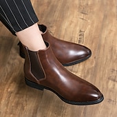 billiga Chelsea stövlar-chelsea boots i svart konstläder för män - perfekta för affärsmöten, formella evenemang och kvällskläder