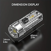 abordables Linternas-Mini linterna llavero recargable por USB con luces laterales multicolores - 7 modos de iluminación para camping y emergencias